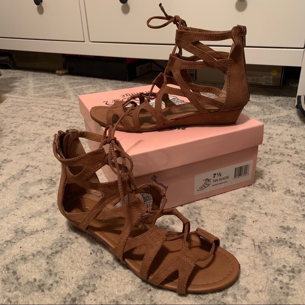 Crown Vintage tan suede gladiator sandals